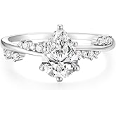 EAMTI 2CT 925 Sterling Silver Engagement Rings for Women Wedding Bridal Halo Cubic Zirconia Promise Rings for Her Size 3-11
