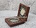 New Nautical Ship Compass with Watch in Square Wooden Box Vintage Brass Maritime Navigation Instrument Collectible Gift for Sailors and Explorers