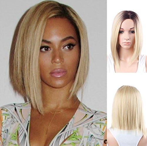 aSulis Hair Synthetic Bob Wig Ombre Blonde Wig Straight Hair Wigs for Black Women Side Part Two Color Wig Ombre Wig Heat Resistant Wigs