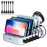 Charging Station 6 Ports USB - 50W Fast Charger Station with Smart Identification Technology, Universal and Compact Charging Organizer for Multiple Devices