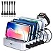 Charging Station 6 Ports USB - 50W Fast Charger Station with Smart Identification Technology, Universal and Compact Charging Organizer for Multiple Devices