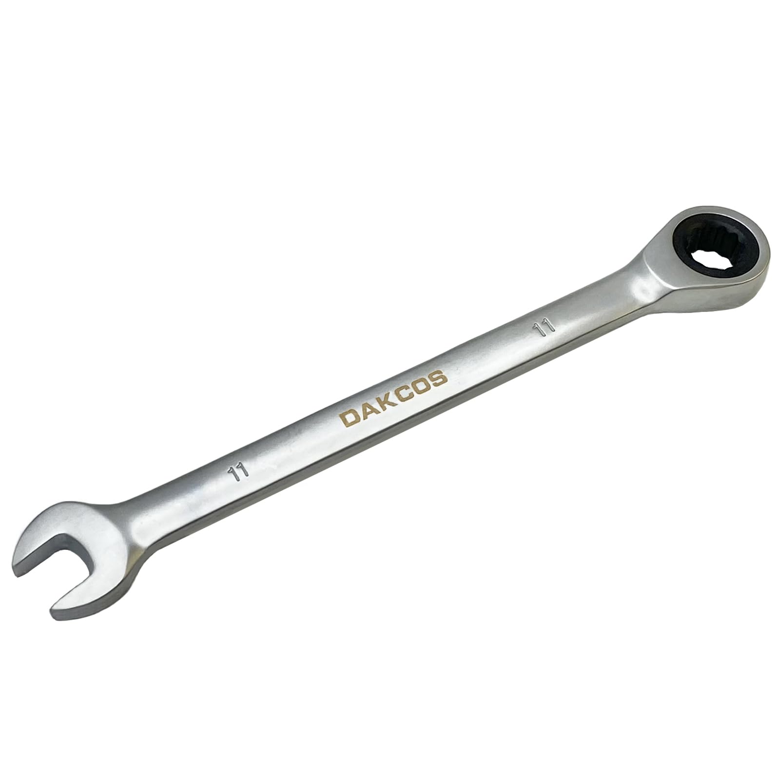 DAKCOS Fixed Head Ratchet Spanner 11mm Ratcheting Combination Wrench Chrome Vanadium Steel