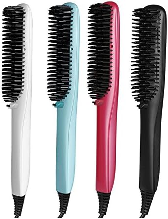 Mildasa Ceramic Hair Straightener Brush Professhional Dual Voltage 110V 220V Hair Straightening Brush Comb Flat Iron, Black