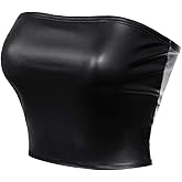 MixMatchy Women's Casual Strapless Print Tube Tops Strapless Sleeveless Bandeau Tops