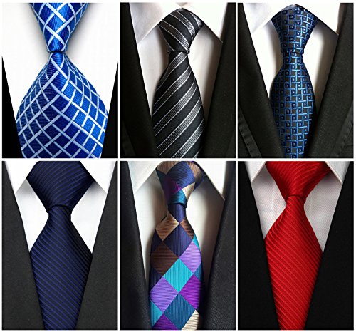 Wehug Lot 6 PCS Men's Ties Silk Tie Woven Necktie Jacquard Neck Ties Classic Ties For Men style026