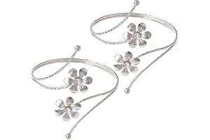 EXHUMKY 2pcs Metal Curtain Tiebacks with Decorative Flower Design Alloy Buckles for Sheer and Thick Curtains