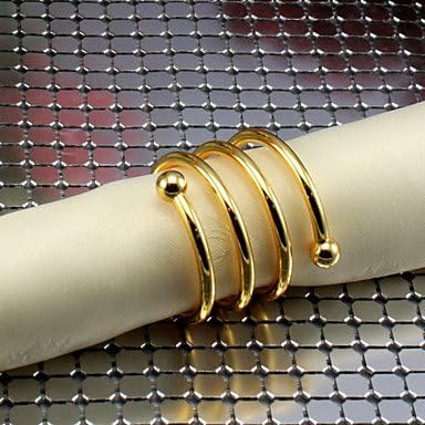 QTLI 6 Metal Rectangular Napkin Ring , golden
