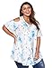 ACKKIA Women's Plus Size Floral Print Cold Shoulder Short Sleeve Loose T Shirt Tops Blouse Size XXX-Large (US 24-26)