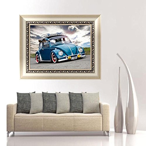 Yeefant Car Realistic Modern Art Embroidery Paintings No Fading 5D Canvas Rhinestone Pasted DIY Diamond Cross Stitch Home Wall Decor for Bedroom Living Room,12x16 Inches
