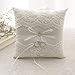 AWEHIRU Dzty Ivory Lace Pearl Wedding Ring Pillow Cushion Bearer 8.2 Inch for Beach Wedding