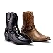 Jazame Cowboy Boots for Men Western Style Ankle High Motorcycle Riding Pointy Toe Moto Dress Boot Belt Buckle Faux Snake Skin Chain Accent Botas Vaqueras para Hombre, Black, Size 7.5