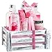 Pink Rose Bath and Body Home Spa Gift Set for Women, A Complete Aromatherapy and Skincare Pack for Relaxation in a Vintage Wood Crate, A Romantic Gift Idea for Her on Valentine's Day Under 30 Dollars