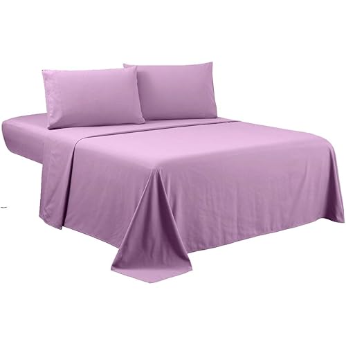Sfoothome Cal King Lavender Sheets Set - Hotel Luxury 4-Piece Bed Set, Extra Deep Pocket, 1800 Series Bedding Set, Sheet & Pillow Case Set (California King, Lavender)