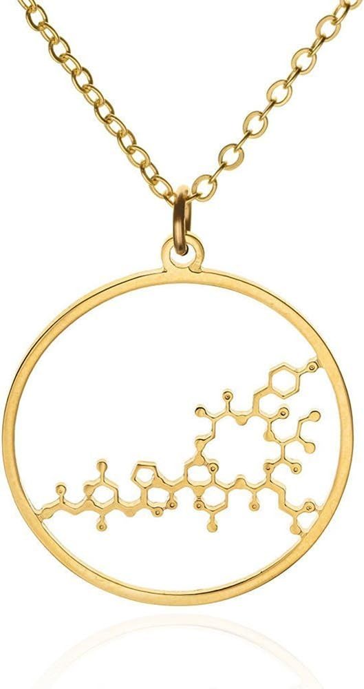 Oxytocin molecule necklace, 14ct Gold Filled or 925 Sterling Silver jewellery silver pendant necklace chemistry jewellery