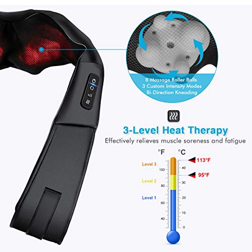 2019 New ELEGIANT Shiatsu Neck and Back Massager Wireless Remote Control-Inside The Small Pocket of The Massager, Electric Shoulder Massage with 3D Kneading Massage for Muscles Pain Relief Relaxation