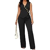 Ophestin Pant Suits for Women Dressy Business 2 Piece Sets Sleeveless Blazer Vest Set for Work