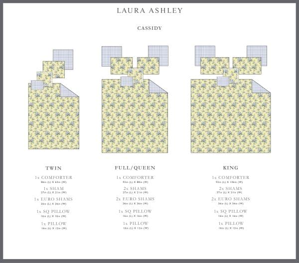 Laura Ashley Queen Comforter Set, Cotton Reversible Bedding, Includes