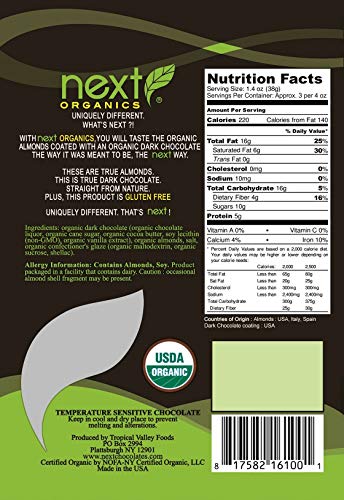 Next Organics Dark Chocolate Nuts Variety Pack (4 oz Almond, Walnut, Cashew, Brazil nut) (Pack of 4)
