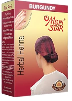 MOON STAR Herbal Henna Burgundy Hair Colour (6 Packs of 10 Gms Each)