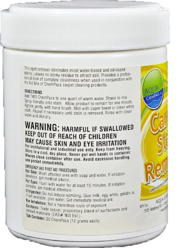 Aqua ChemPacs AQ618 Carpet and Fabric Stain Remover, 1.6-Ounce Packet (20 Count)