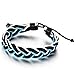 Flongo Men's Punk Style 3PCS Handcrafted Braided Curb Adjustable Chain Leather Bracelet, Fit 7-9 inch Wrist, Woven Leather Rope Wrap Surfer Cuff Bracelet