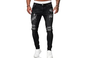 Men’s Ripped Distressed Destroyed Slim Fit Jeans Stretch Denim Pants Casual Skinny Trousers Daily Wear