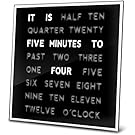 LED Word Clock 8" x 8" - Displays Time As Text - Wall Mount or Desktop with Built-in Stand / Powered by AC Adapter (Included)