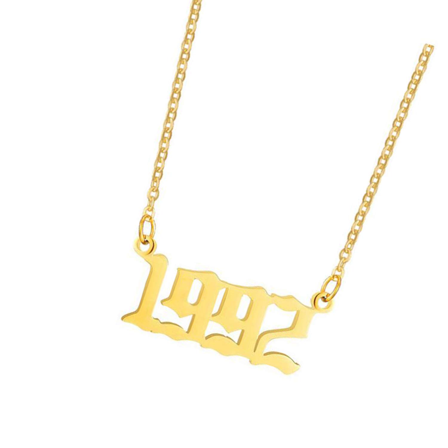 factory Birth Year Pendant Necklace,Gold Plated Necklace Personalized Women and Girls Birthday Gift Jewelry (1992)