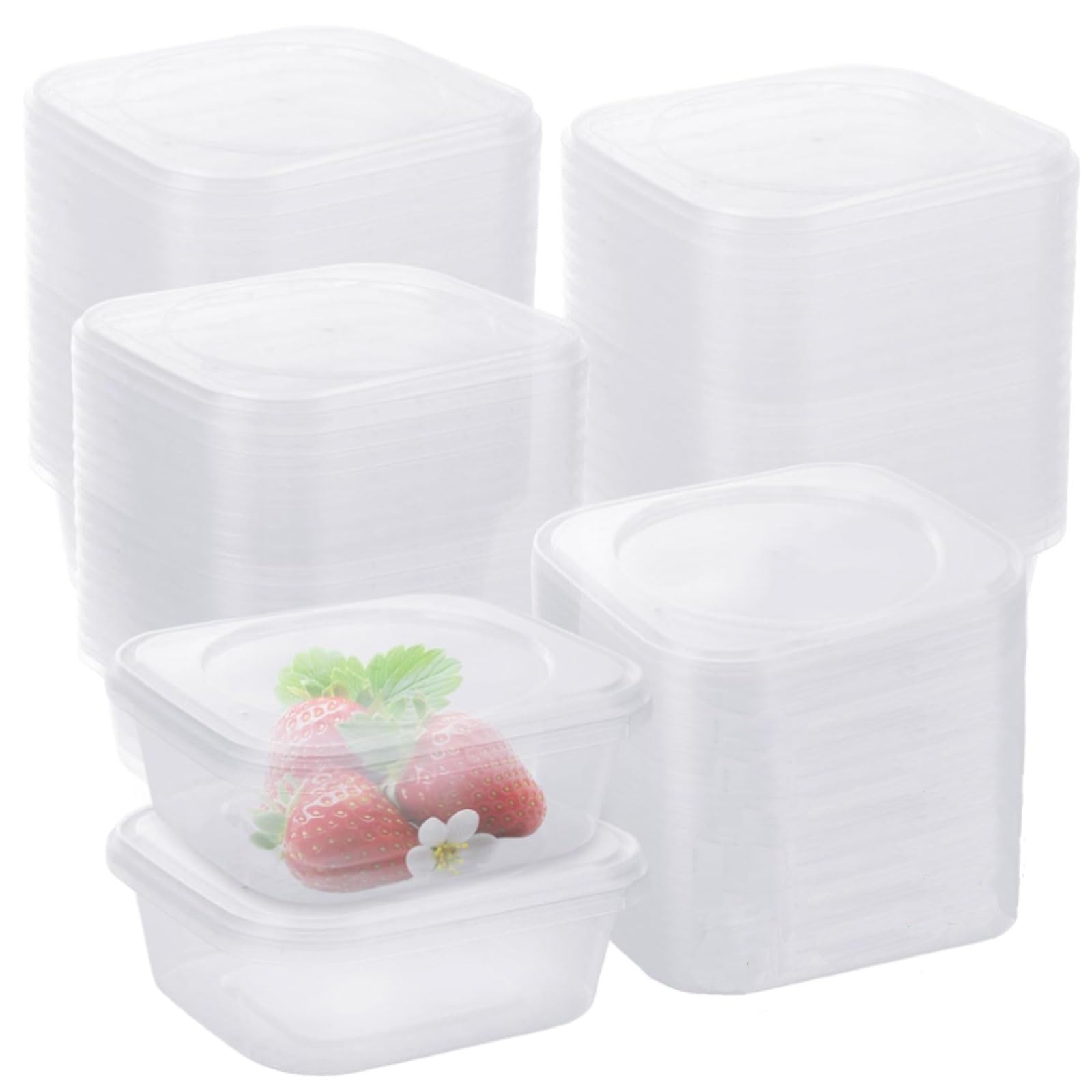 Photo 1 of  20pc Pack Square Deli Containers with Lids Clear Plastic Food Container with Lids Disposable Airtight Meal Container for Dessert Take Out Kitchen