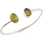 MANILATA Natural Raw Peridot Cuff Bracelet, Healing Crystal Cuff Bracelet, Bangle Bracelet, Rough Gemstone Bracelet, Jewelry For Woman (peridot)
