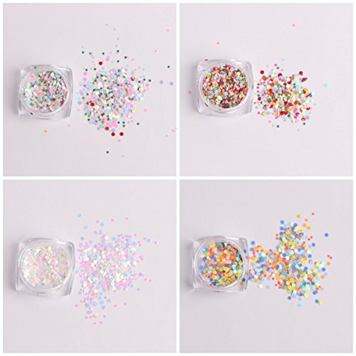 WOKOTO 12 Box 1mm 2mm 3mm Mixed Color And Size Confetti Nails Shiny Round Ultrathin Sequins Nail Art Decoration Set