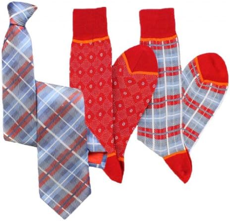 Stanley Lewis O'Connor Skinny Men's Tie & Sock Set (Denim/Red Tartan)