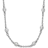 Cheryl M 925 Sterling Silver Spring-Ring Stationary bezel Cubic Zirconia Necklace 36 Inch 4.6mm Wide Pendant Necklace for Women