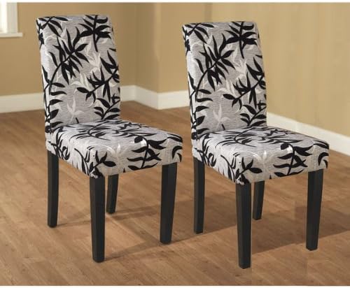 Parson Black Silver Upholstered Finish Set Dining Room Furniture Side Chair Pair (2 Pcs)