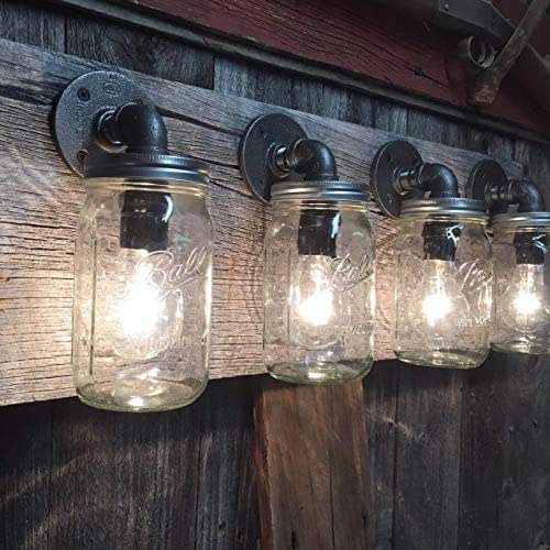 The Jarhead mason jar rustic pipe fitting vanity wall light