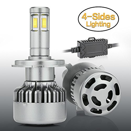 Zdatt 4-Sides 14400LM H4 High Low Beam Headlight Bulb Error Free HB2 9003 Headlight Bulbs Conversion Kits - 6000k White Lighting Fog Light, Car Light, Truck Light Replacement - 2 Year Warranty