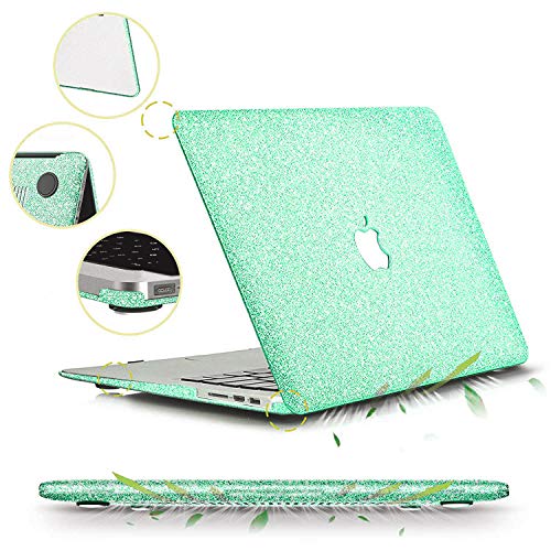 MacBook Air 13 inch Case,Anban Glitter Bling Smooth Protective Laptop Shell Slim Snap On Case with Keyboard Cover Compatible MacBook Air 13" (A1369 & A1466),Shining Mint Green