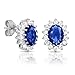 Sterling Silver Blue Sapphire CZ with White CZ Helo Jackets Princess Diana Kate Middleton Earrings