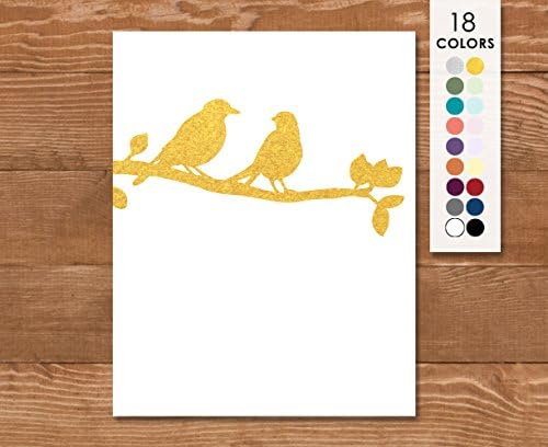 Gold Birds on a Branch Poster, Choose Colors and Size 5x7, 8x10, 11x14