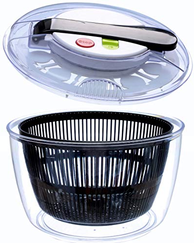 Xileny X SLN01 Salad Spinner Lettuce Washer and Drier - 5L Capacity & BPA Free Non-Skid Base and Easy Brake Button - Prepares Leaf Green Salads in an Instant - Innovative Design Black and White - Thumbnail 3