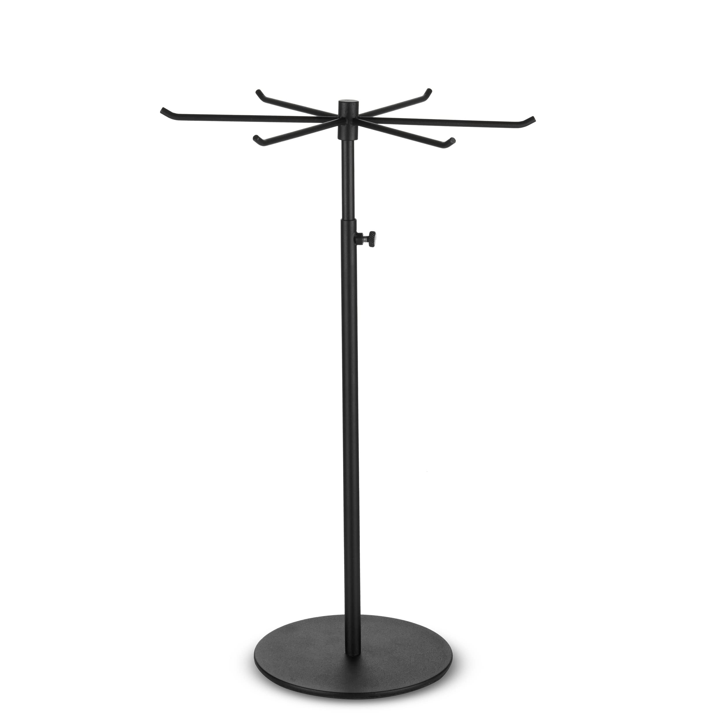 Photo 1 of bjewego Rotating Keychain Display Stand - Height-adjustable Black Metal Jewelry Organizer - Long Necklace Display Stand with 6 Hook - Easy Clean, Scratch-resistant Display Racks for Craft Shows