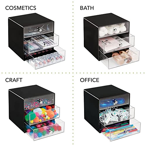 mDesign Plastic 3 Drawer Organizer for Makeup Storage Stackable