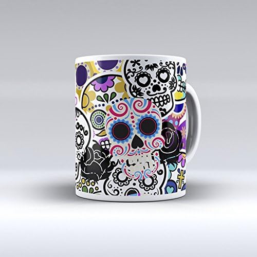 APRIL Taza Decorada Desayuno Regalo Original diseño Estampado Sticker Bomb Calaveras mexicanas