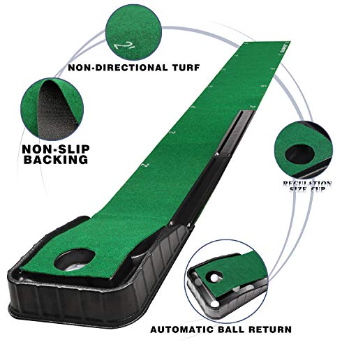 CHAMPKEY Premium Golf Putting Mat Come with Golf Putting Gates True