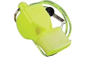 Fox 40 Classic CMG Safety Neon Yellow Whistle + Break-Away Safety Whistle Cord Neon Yellow
