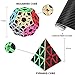 Roxenda Speed Cubes, [5 Pack] Speed Cube Set - 2x2x2 3x3x3 Megaminx Skew Pyramid Cube Carbon Fiber Sticker Magic Cubes Collection Puzzle Boxes Toy