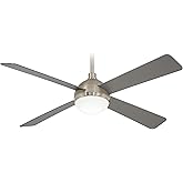 MINKA-AIRE F623L-BS/BN Orb 54" 4-Blade LED Ceiling Fan in Brushed Steel with Brushed Nickel Finish with Silver Blades and Etc