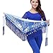 ZLTdream Belly Dance Tassels Triangle Hip Scarf With Coins Sequins Dark Blue