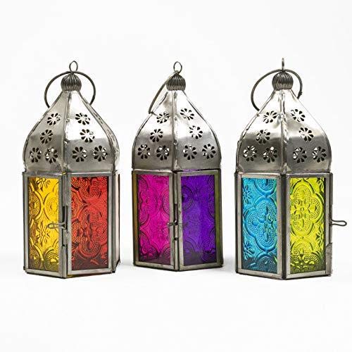 Indian-Arts-Set-of-3-Moroccan-Style-Mini-Iron-Glass-Tealight-Lanterns