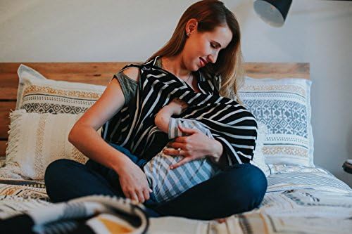 NursElet Multifunctional Nursing Scarf - Breastfeeding Cover - Infinity Scarf - Caplet- Must Have Newborn - Baby Shower Gift (Monochrome Stripes)